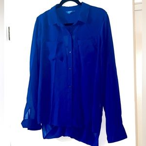 Open Back Blue Blouse Size Large